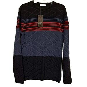LCR Black Edition 2765-A Navy Blue Pullover Sweater Textured Ribbed Mens Size XL